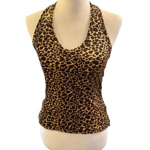 Vintage Rave City velvet leopard print halter top